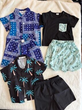 SHEIN set of three baby boy summer outfits 6-9 months matching button ups